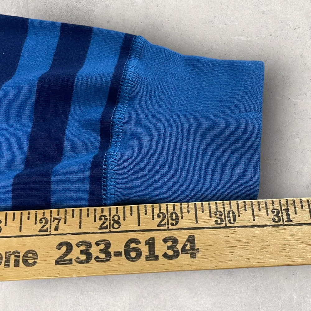 Hanna Andersson Blue Striped Organic Cotton Pajama Set Medium Adult Top Pants - Picture 11 of 13